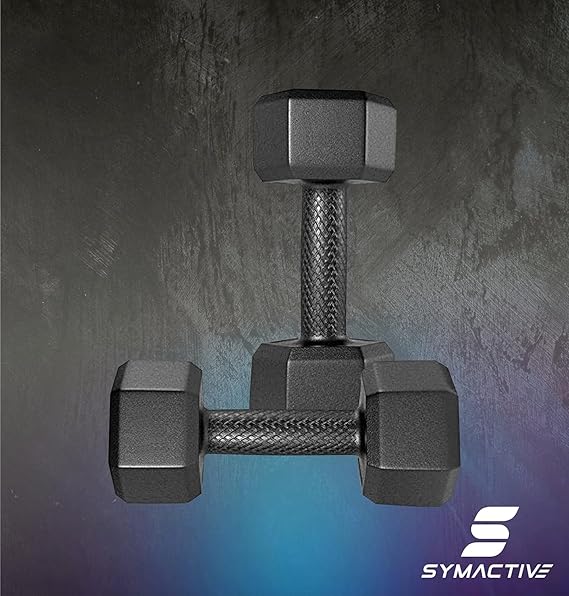 Symactive Pvc 10 Kg Fixed Dumbbells Set For Full Body Workout (Set Of 2, 5 Kg) Black - Image 3